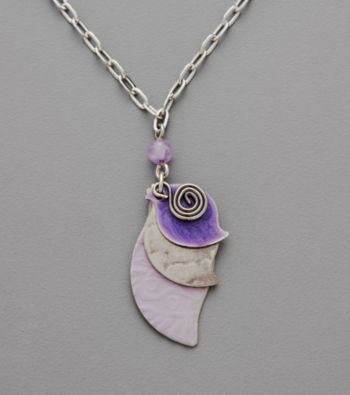 Silver Forest® Layered Pendant in Silvertone and Purple