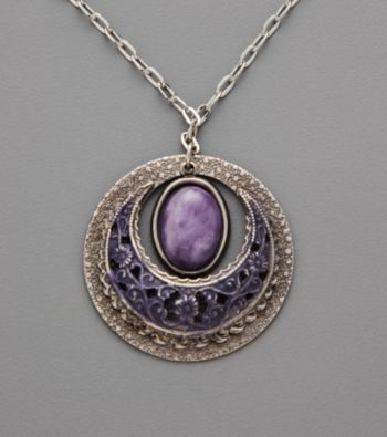Silver Forest® Silver Circles Pendant with Purple and Amethyst Stones