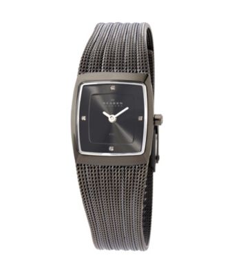 Skagen Denmark Striped Mesh Watch - Charcoal