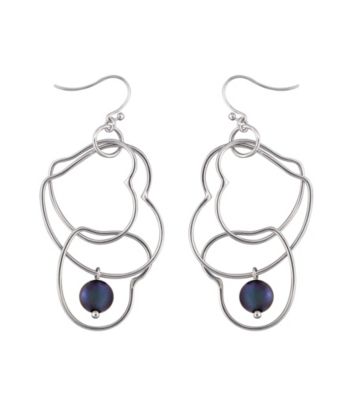 .925 Sterling Silver 8.5-9mm Freshwater Pearl Earrings - Black