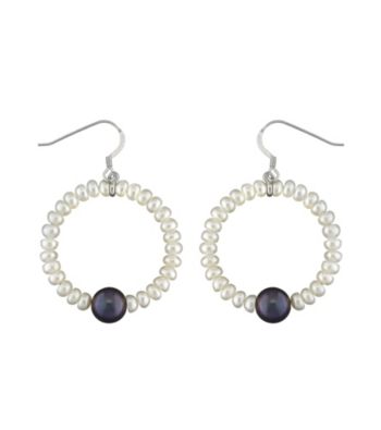 .925 Sterling Silver 3.5-8.5mm Freshwater Pearl Earrings - White/Black
