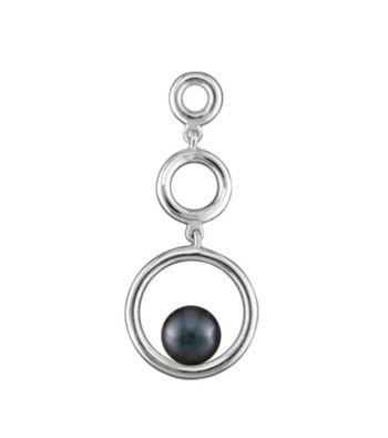 .925 Sterling Silver 6-6.5mm Freshwater Pearl Pendant - Black