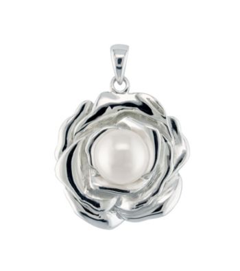 .925 Sterling Silver 9-10mm Freshwater Pearl Pendant - White