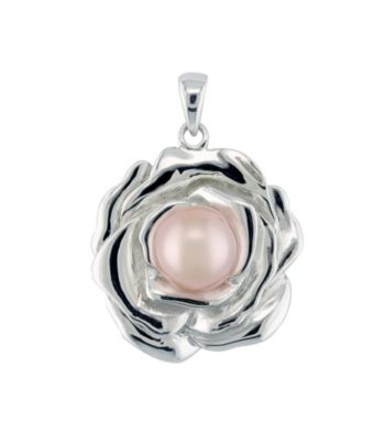 .925 Sterling Silver 9-10mm Freshwater Pearl Pendant - Pink