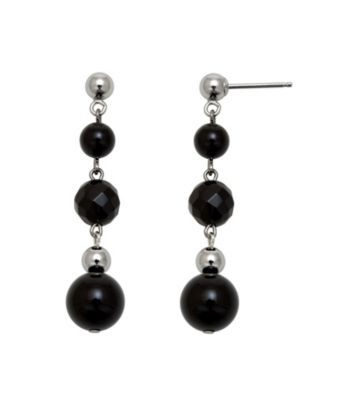 .925 Sterling Silver Onyx Earrings - Black