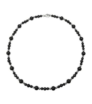 .925 Sterling Silver Onyx Necklace - Black