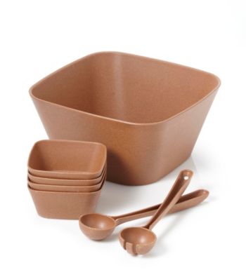 Eco Life™ 7-Piece Salad Bowl & Server Set - Brown