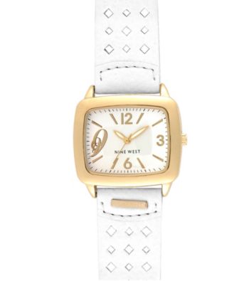 Nine West® Perforated Strap Watch - White