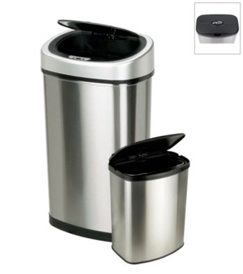 Nine Stars Infrared Touchless Automatic 13.2-Gallon and 2.1-Gallon Trash Can Set