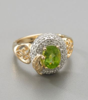 18K Gold-Over-Sterling Silver Peridot & Diamond Accent Ring