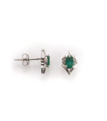 Sterling Silver .75 ct. t.w. Emerald & Diamond Accent Earrings