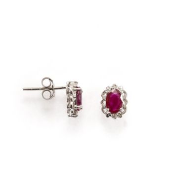 Sterling Silver 1.0 ct. t.w. Ruby & Diamond Accent Earrings