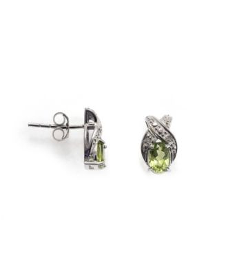 Sterling Silver 1.0 ct. t.w. Peridot & Diamond Accent Earrings
