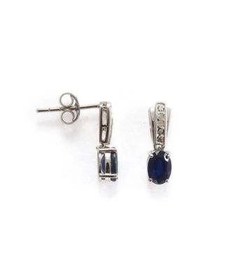 Sterling Silver 1.25 ct. t.w. Sapphire & Diamond Accent Earrings