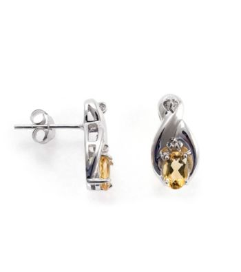 Sterling Silver .75 ct.t.w. Citrine & Diamond Accent Earrings