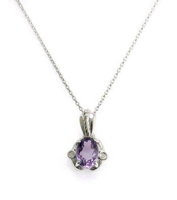 Sterling Silver .50 ct. t.w. Amethyst & Diamond Accent Pendant