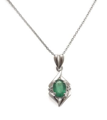 Sterling Silver .75 ct. t.w. Emerald & Diamond Accent Pendant