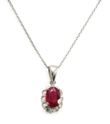 Sterling Silver 1.0 ct.t.w. Ruby & Diamond Accent Pendant