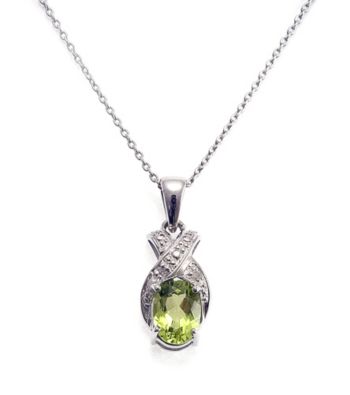 Sterling Silver .75 ct. t.w. Peridot & Diamond Accent Pendant
