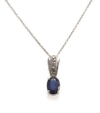 Sterling Silver 1.0 ct. t.w. Sapphire & Diamond Accent Pendant