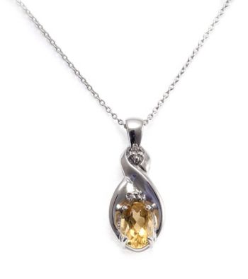 Sterling Silver .75 ct. t.w. Citrine & Diamond Accent Pendant