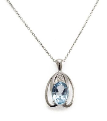 Sterling Silver 1.5 ct. t.w. Blue Topaz & Diamond Accent Pendant