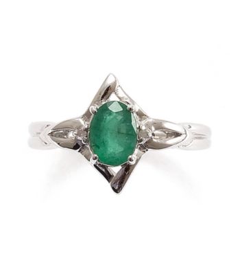 Sterling Silver .75 ct. t.w. Emerald & Diamond Accent Ring