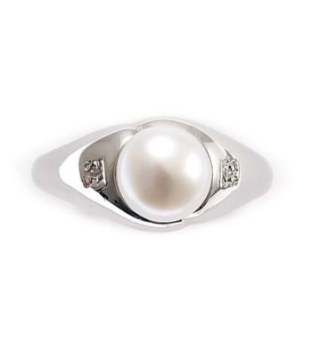Mother-Of-Pearl & Diamond Accent Sterling Silver Ring