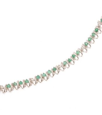 1.5 ct. t.w. Emerald Sterling Silver & Diamond Accent Bracelet