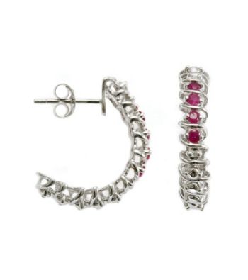 .33 ct. t.w. Ruby Sterling Silver & Diamond Accent Earrings