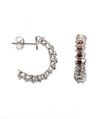 .33 ct. t.w. Garnet Sterling Silver & Diamond Accent Earrings