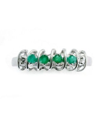.20 ct. t.w. Emerald Sterling Silver & Diamond Accent Ring