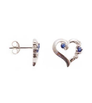 .20 ct. t.w. Sapphire & Diamond Accent Sterling Silver Heart Earrings
