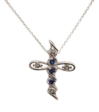 .25 ct. t.w. Sapphire & Diamond Accent Sterling Silver Cross Pendant