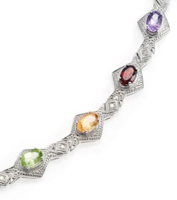 5.0 ct. t.w. Semi-Precious Stone, Sterling Silver & Diamond Accent Bracelet