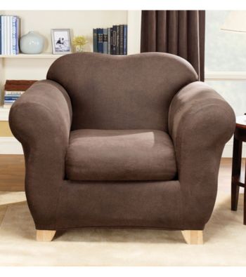 Sure Fit® Stretch Faux Leather Chair Separate Seat Slipcover