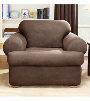 Sure Fit® Stretch Faux Leather Chair Separate Seat T-Cushion Slipcover