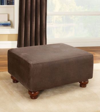 Sure Fit® Stretch Faux Leather Ottoman Slipcover