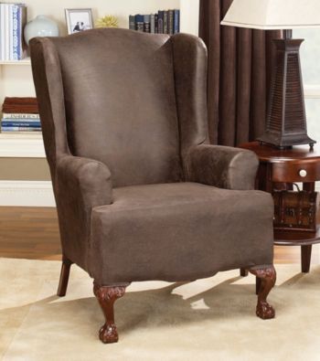 Sure Fit® Stretch Faux Leather 1-pc. Wing Chair Slipcover