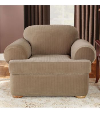Sure Fit® Stretch Pinstripe Chair Separate Seat T-Cushion Slipcover