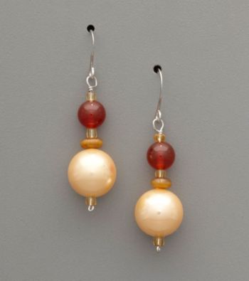 Sterling Silver, Shell Pearl & Semi-Precious Stone Drop Earrings