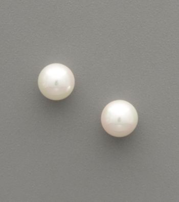 Sterling Silver White Shell Pearl Stud Earrings