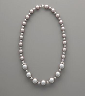 Sterling Silver & Gray Shell Pearl Necklace