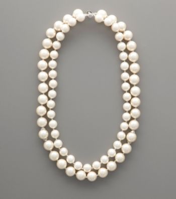 Sterling Silver & White Shell Pearl Two-Row Necklace
