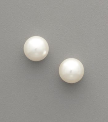 White Shell Pearl Stud Earrings