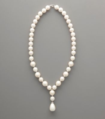 Sterling Silver White Shell Pearl Drop Necklace