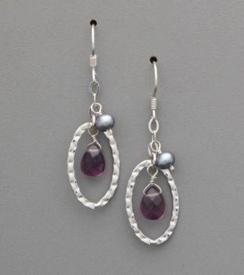 Sterling Silver Amethyst & Freshwater Pearl Drop Earrings