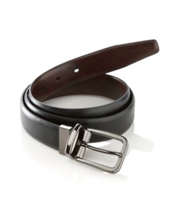  John Bartlett Statements Men's Reversible Square Buckle Belt - Gunmetal Men's 