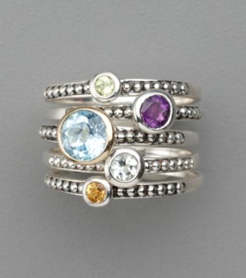 Sterling Silver Semi-Precious Ring Stack