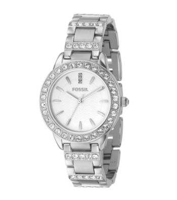 Fossil® Ladies' Stainless Steel Crystal Watch - Silver